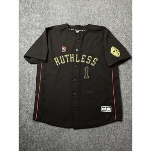 Mens Baseball Jersey DGK Ruthless Black Button Front, Size L